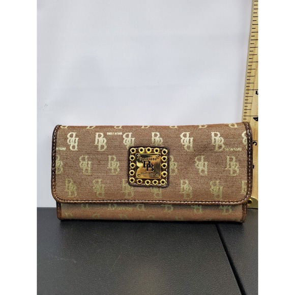 Brentano Trifold Wallet Womens Brown Leather Credit Card Holder Signature Logo - Picture 2 of 12